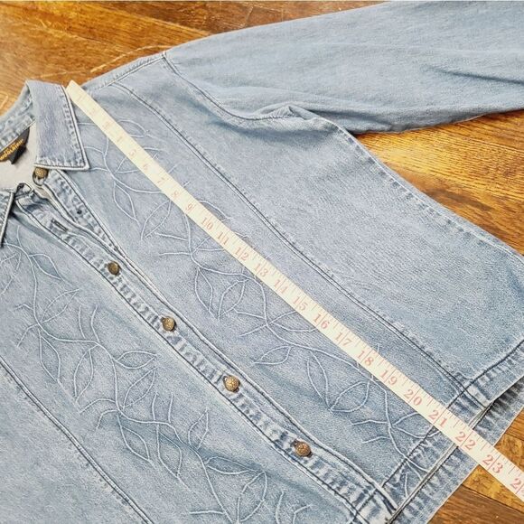 Woolrich Denim Long Sleeve Monotone Embroidered Button Down Shirt - Picture 9 of 13